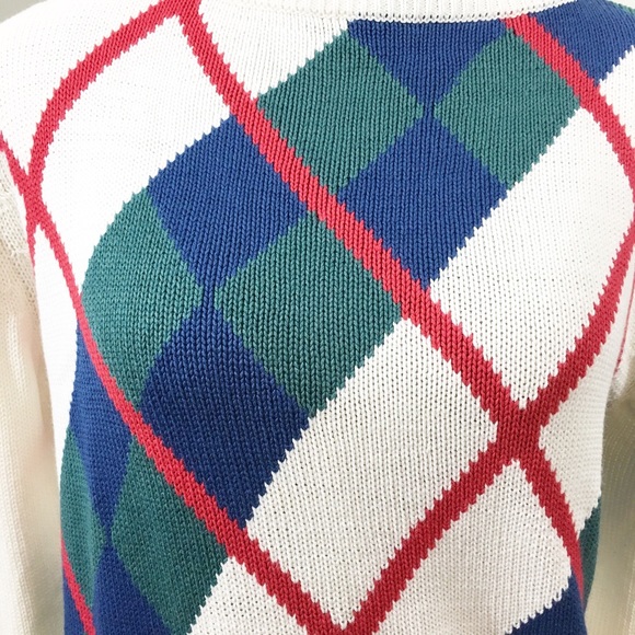 🍁Vintage Izod Lacoste Argyle Check Plaid Sweater - Picture 8 of 8